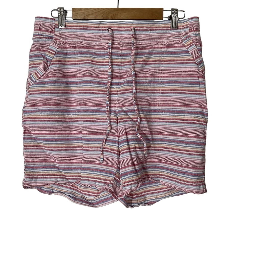 Talbots Women's Cotton Linen Blend Shorts Size 10 Pink‎ White Blue